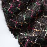 Load image into Gallery viewer, Multicolor Argyle on Black Wool Boucle Sweater Knit | By The Half Yard

