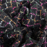 Load image into Gallery viewer, Multicolor Argyle on Black Wool Boucle Sweater Knit | By The Half Yard
