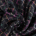 Load image into Gallery viewer, Multicolor Argyle on Black Wool Boucle Sweater Knit | By The Half Yard
