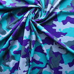 Load image into Gallery viewer, Turquoise/Purple/Grays Camo QUAD Performance Jersey Knit | By The Half Yard
