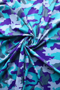 Turquoise/Purple/Grays Camo QUAD Performance Jersey Knit | By The Half Yard