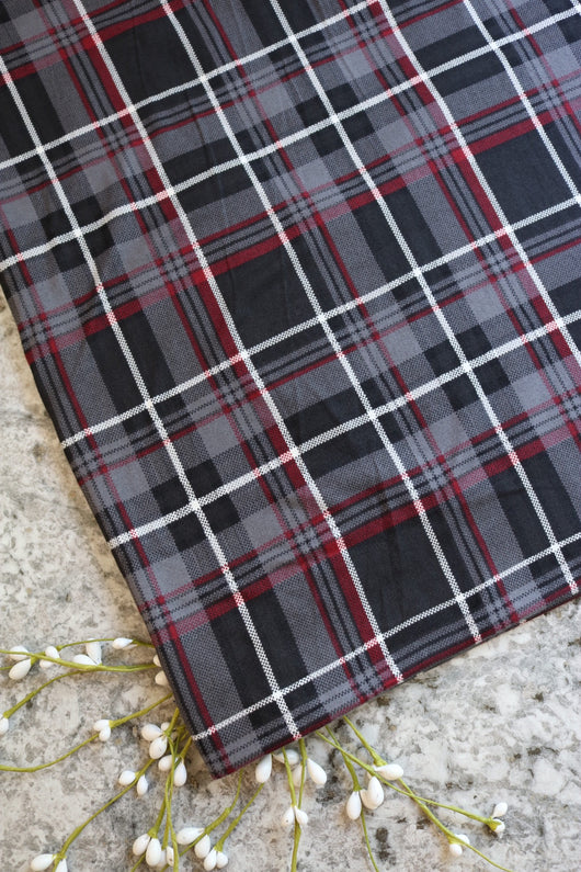 Gray/Black/Burgundy/Ivory Zion Plaid Double Brushed Poly