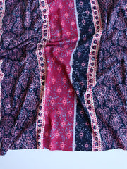 Load image into Gallery viewer, Magenta &amp; Navy Batik Vertical Stripe Double Brushed Poly
