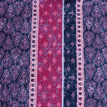 Load image into Gallery viewer, Magenta &amp; Navy Batik Vertical Stripe Double Brushed Poly
