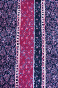 Magenta & Navy Batik Vertical Stripe Double Brushed Poly