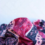 Load image into Gallery viewer, Magenta &amp; Navy Batik Vertical Stripe Double Brushed Poly
