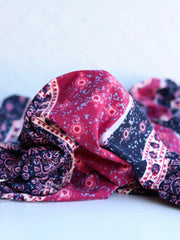 Load image into Gallery viewer, Magenta &amp; Navy Batik Vertical Stripe Double Brushed Poly