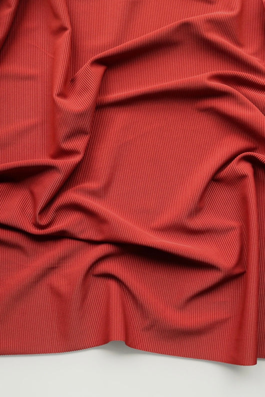 Red Ribbed Polyester Spandex Tricot