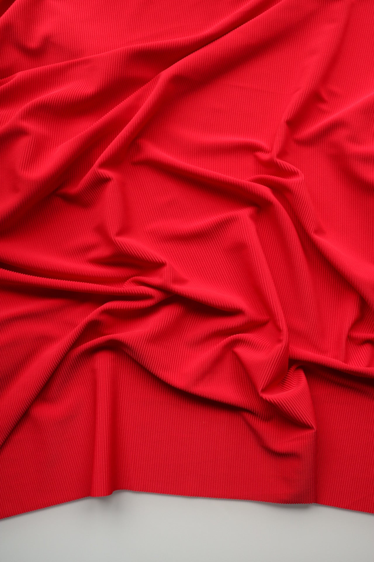 Red Ribbed Polyester Spandex Tricot