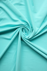Cyan Ribbed Polyester Spandex Tricot