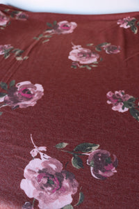 Gwen Floral on Dark Rust French Terry