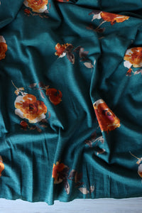 Gwen Floral on Teal French Terry