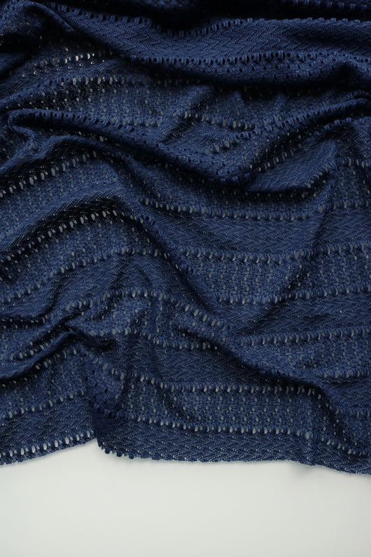 Navy Stitch Sampler Stripe Lace