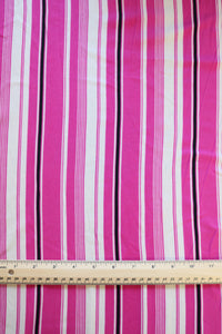 Pink/Black/White Vertical Stripe Double Brushed Poly