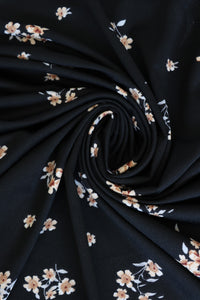 Boat Orchids on Black High Twist Poly Spandex