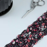 Load image into Gallery viewer, Mini Floral on Black 2&quot; Wide Stretch Lace
