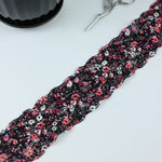 Load image into Gallery viewer, Mini Floral on Black 2&quot; Wide Stretch Lace
