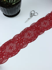 Load image into Gallery viewer, Red Dahlia 3&quot; Wide Stretch Lace
