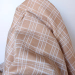 Load image into Gallery viewer, Honey Beige &amp; Ivory Plaid Yarn Dyed Jacquard Knit
