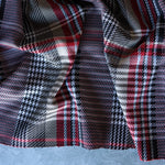 Load image into Gallery viewer, Scarlet &amp; Taupe Houndstooth Plaid Yarn Dyed Jacquard Knit
