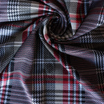 Load image into Gallery viewer, Scarlet &amp; Taupe Houndstooth Plaid Yarn Dyed Jacquard Knit
