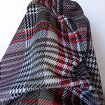 Load image into Gallery viewer, Scarlet &amp; Taupe Houndstooth Plaid Yarn Dyed Jacquard Knit
