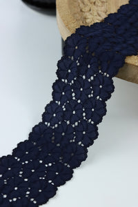 Navy 2.5" Wide Stretch Lace