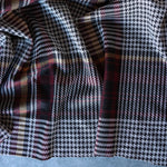 Load image into Gallery viewer, Burgundy &amp; Yellow Gold Houndstooth Plaid Yarn Dyed Jacquard Knit
