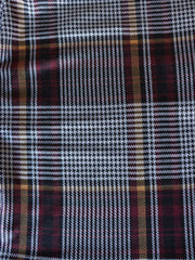 Load image into Gallery viewer, Burgundy &amp; Yellow Gold Houndstooth Plaid Yarn Dyed Jacquard Knit
