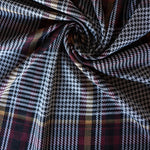 Load image into Gallery viewer, Burgundy &amp; Yellow Gold Houndstooth Plaid Yarn Dyed Jacquard Knit
