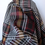 Load image into Gallery viewer, Burgundy &amp; Yellow Gold Houndstooth Plaid Yarn Dyed Jacquard Knit
