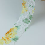 Load image into Gallery viewer, Yellow Floral on White 1.5" Wide Stretch Lace
