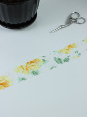 Load image into Gallery viewer, Yellow Floral on White 1.5&quot; Wide Stretch Lace

