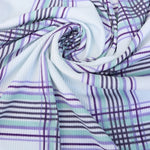 Load image into Gallery viewer, Blue/Navy Plaid Yummy 2x1 Rib Knit
