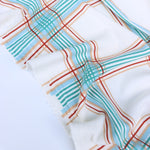 Load image into Gallery viewer, Turquoise/Rust Plaid Yummy 2x1 Rib Knit
