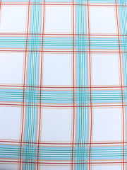 Load image into Gallery viewer, Turquoise/Rust Plaid Yummy 2x1 Rib Knit