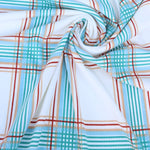 Load image into Gallery viewer, Turquoise/Rust Plaid Yummy 2x1 Rib Knit
