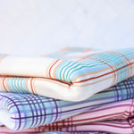 Load image into Gallery viewer, Turquoise/Rust Plaid Yummy 2x1 Rib Knit

