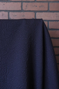 Navy Vienna Rose Quilted Knit Wool | By The Half Yard