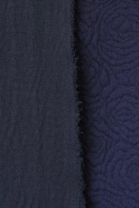 Navy Vienna Rose Quilted Knit Wool | By The Half Yard