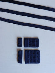 Load image into Gallery viewer, Navy Plush Back Satin Strap, Picot Elastic &amp; Closures
