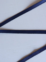 Load image into Gallery viewer, Navy Plush Back Satin Strap, Picot Elastic &amp; Closures
