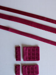 Load image into Gallery viewer, Wine Plush Back Satin Strap, Picot Elastic &amp; Closures
