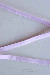 Lilac Plush Back Satin Strap, Scallop Elastic & Closures