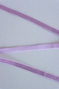 Lilac Plush Back Satin Strap, Scallop Elastic & Closures