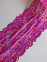Load image into Gallery viewer, Mystical Magenta &amp; Hot Pink 7&quot; Wide Stretch Lace
