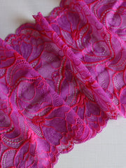 Load image into Gallery viewer, Mystical Magenta &amp; Hot Pink 7&quot; Wide Stretch Lace
