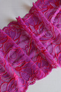 Mystical Magenta & Hot Pink 7" Wide Stretch Lace