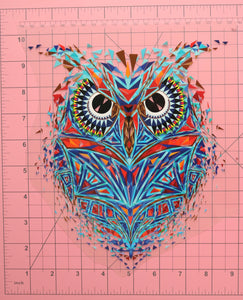 Large Pixel Owl Heat Transfer, Iron-On