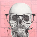 Load image into Gallery viewer, Hipster Skull Heat Transfer, Iron-On

